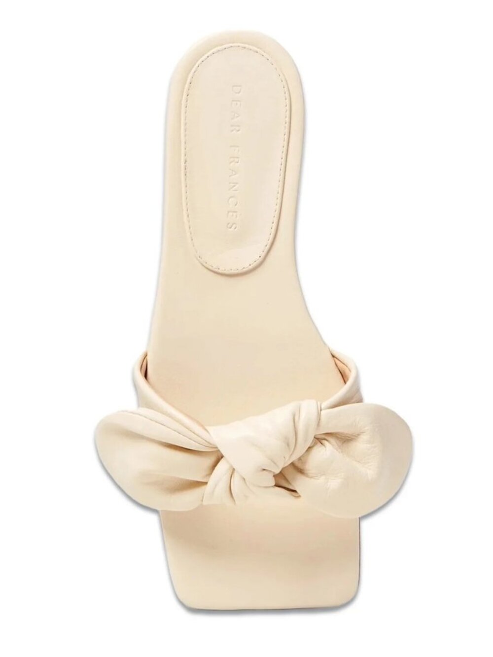 $380 DEAR FRANCES KNOT BOW LEATHER SLIDE FLAT CREAM 36 (DD18)